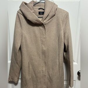 ONLY Women's Beige Hooded Trench Coat